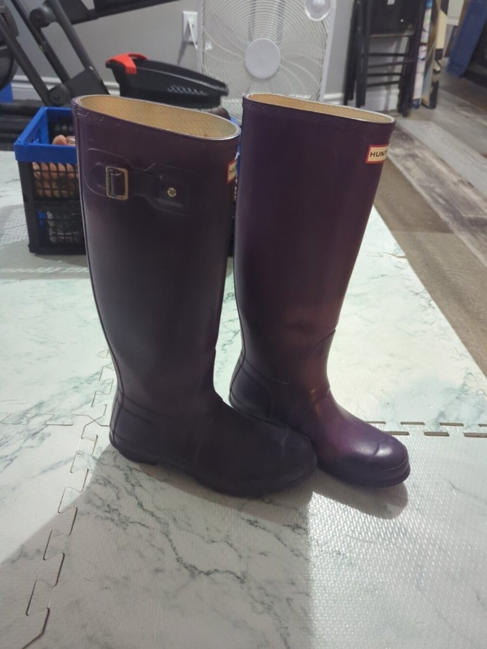 Hunter Original Gloss Tall Rubber Rain Boots Purple W23616 Womens 7M 8F Eu 39